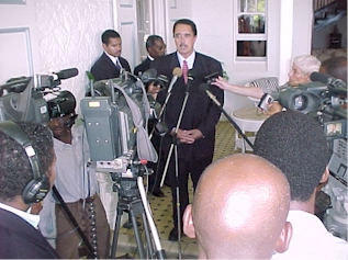 Prime Minister Anthony speaking to the press