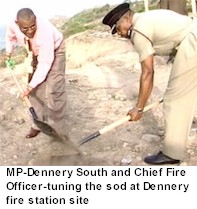 tuning the sod at Dennery fire station site