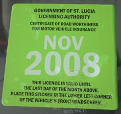 Road Worthiness Sticker as provided by motor insurance agencies