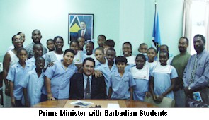 Prime Minister Anthony with Barbadian Students