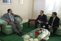 Prime Minister Hon. Dr. Kenny Anthony flanked by Italys Deputy Foreign Minister Giampaolo Bettamio (Left) & Italys Ambassador Plenipotentiary to St. Lucia Gerardo Carante