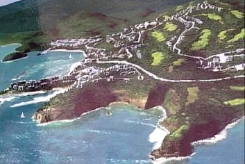 Aerial view of the Praslin Bay