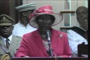 Governor General Her Excellency Dame Pearlette Louisy delivering her Throne Speech