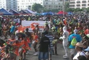 Carnival revellers on the Streets of Castries