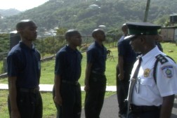 Recruits being inspected by senior officer